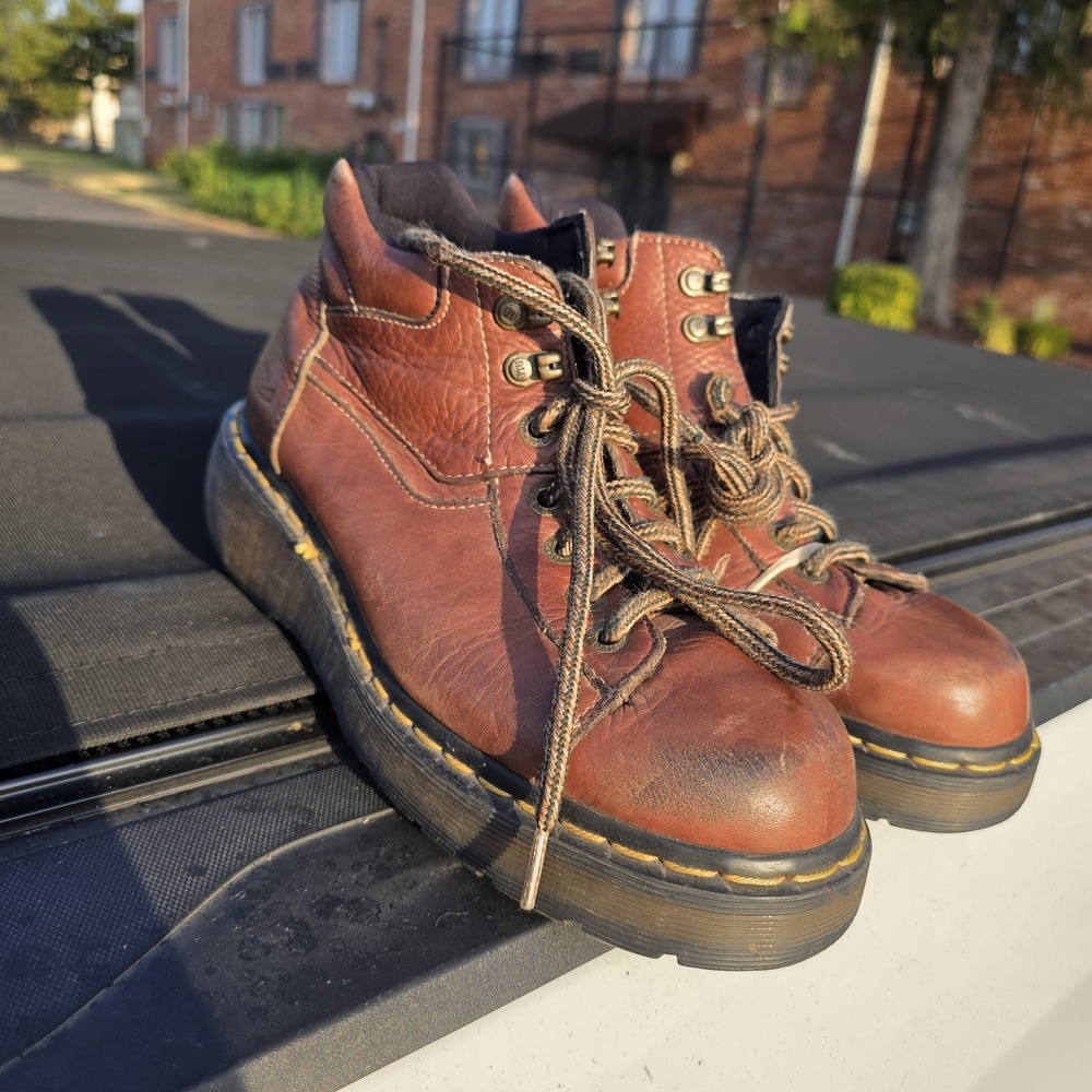 Doc Martens Brown Ankle Chunky Low Boots Size Women's Size 7 ,  9863 AW004